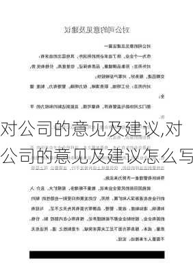 对公司的意见及建议,对公司的意见及建议怎么写