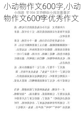 小动物作文600字,小动物作文600字优秀作文