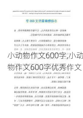 小动物作文600字,小动物作文600字优秀作文