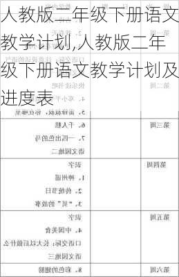 人教版二年级下册语文教学计划,人教版二年级下册语文教学计划及进度表