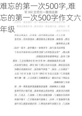 难忘的第一次500字,难忘的第一次500字作文六年级