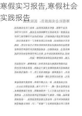 寒假实习报告,寒假社会实践报告