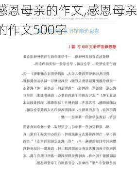 感恩母亲的作文,感恩母亲的作文500字