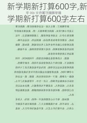 新学期新打算600字,新学期新打算600字左右