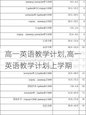 高一英语教学计划,高一英语教学计划上学期