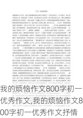 我的烦恼作文800字初一优秀作文,我的烦恼作文800字初一优秀作文抒情