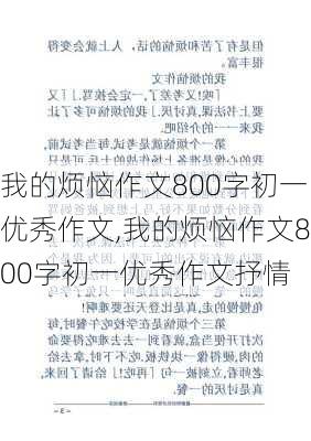 我的烦恼作文800字初一优秀作文,我的烦恼作文800字初一优秀作文抒情