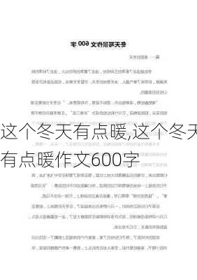 这个冬天有点暖,这个冬天有点暖作文600字