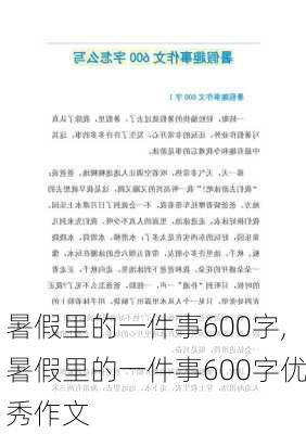 暑假里的一件事600字,暑假里的一件事600字优秀作文