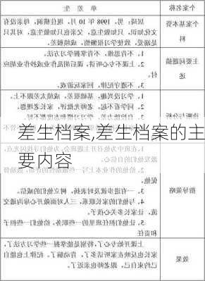 差生档案,差生档案的主要内容