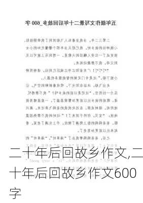 二十年后回故乡作文,二十年后回故乡作文600字