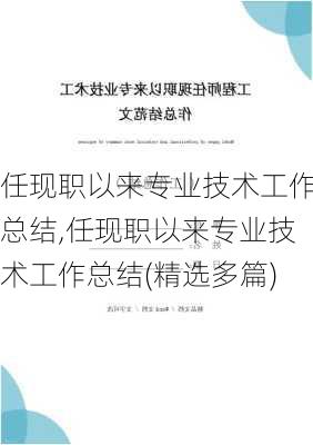 任现职以来专业技术工作总结,任现职以来专业技术工作总结(精选多篇)