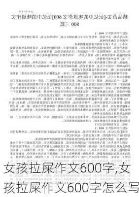 女孩拉屎作文600字,女孩拉屎作文600字怎么写