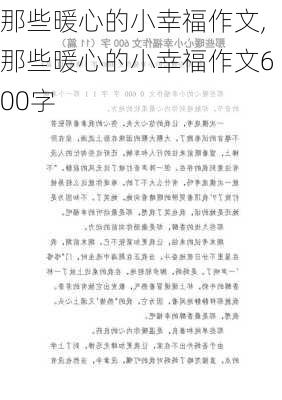 那些暖心的小幸福作文,那些暖心的小幸福作文600字