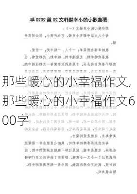 那些暖心的小幸福作文,那些暖心的小幸福作文600字