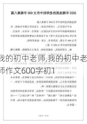 我的初中老师,我的初中老师作文600字初1