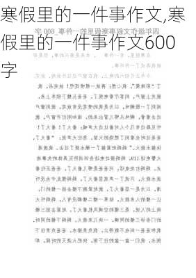 寒假里的一件事作文,寒假里的一件事作文600字