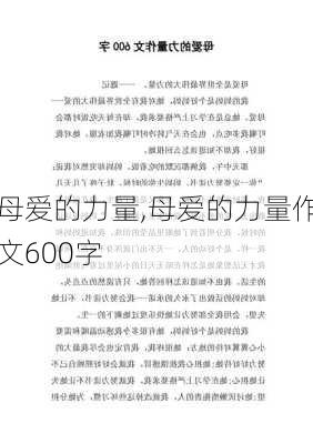 母爱的力量,母爱的力量作文600字