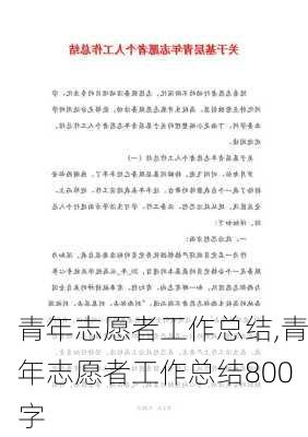 青年志愿者工作总结,青年志愿者工作总结800字