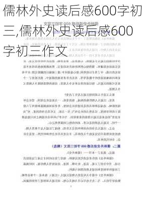 儒林外史读后感600字初三,儒林外史读后感600字初三作文