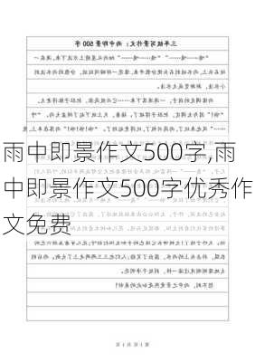 雨中即景作文500字,雨中即景作文500字优秀作文免费