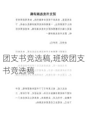 团支书竞选稿,班级团支书竞选稿