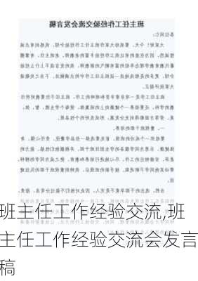 班主任工作经验交流,班主任工作经验交流会发言稿