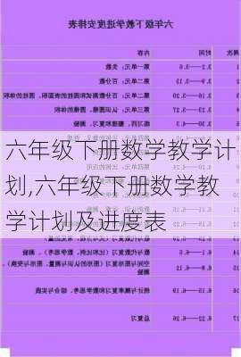 六年级下册数学教学计划,六年级下册数学教学计划及进度表