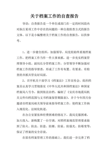 档案工作自查报告,档案工作自查报告及整改措施