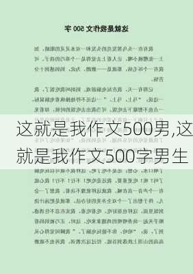 这就是我作文500男,这就是我作文500字男生