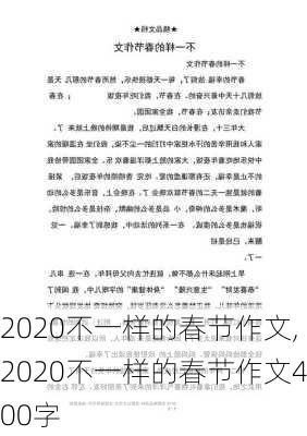 2020不一样的春节作文,2020不一样的春节作文400字