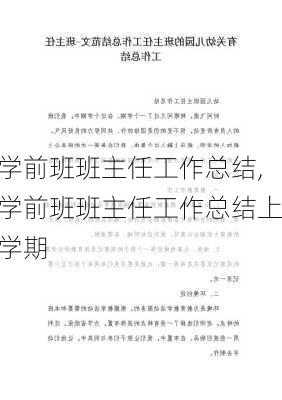 学前班班主任工作总结,学前班班主任工作总结上学期