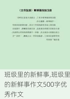 班级里的新鲜事,班级里的新鲜事作文500字优秀作文