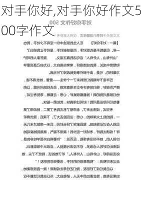 对手你好,对手你好作文500字作文