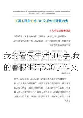 我的暑假生活500字,我的暑假生活500字作文