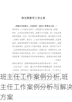 班主任工作案例分析,班主任工作案例分析与解决方案