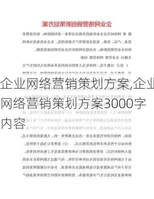 企业网络营销策划方案,企业网络营销策划方案3000字内容