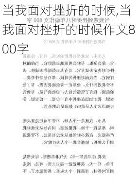 当我面对挫折的时候,当我面对挫折的时候作文800字