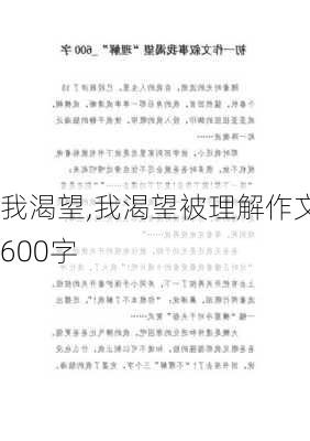 我渴望,我渴望被理解作文600字