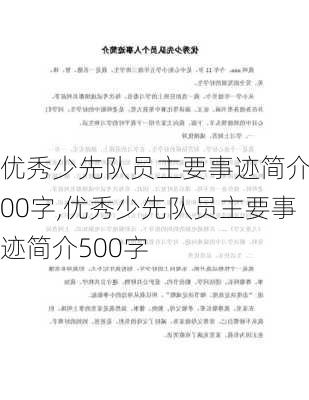 优秀少先队员主要事迹简介300字,优秀少先队员主要事迹简介500字