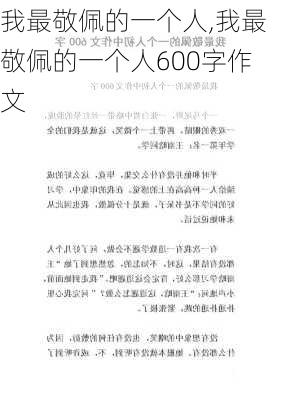 我最敬佩的一个人,我最敬佩的一个人600字作文