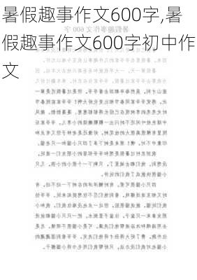 暑假趣事作文600字,暑假趣事作文600字初中作文