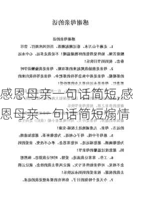 感恩母亲一句话简短,感恩母亲一句话简短煽情