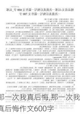 那一次我真后悔,那一次我真后悔作文600字