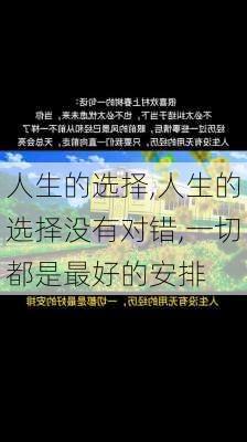 人生的选择,人生的选择没有对错,一切都是最好的安排