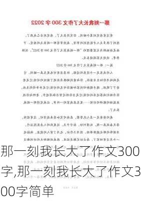 那一刻我长大了作文300字,那一刻我长大了作文300字简单