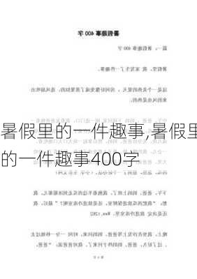 暑假里的一件趣事,暑假里的一件趣事400字