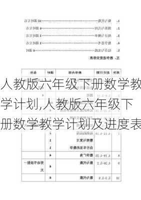 人教版六年级下册数学教学计划,人教版六年级下册数学教学计划及进度表