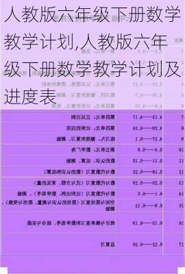 人教版六年级下册数学教学计划,人教版六年级下册数学教学计划及进度表