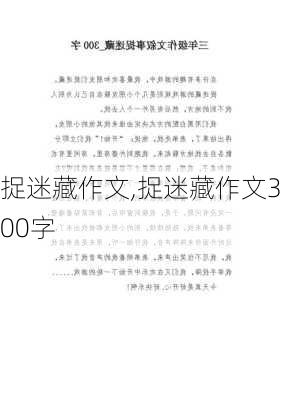 捉迷藏作文,捉迷藏作文300字